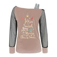 thumbnail image 4 of Funny christmas shirts Off Shoulder long sleeve shirts for women Elegant Lace Blouse Casual Loose Fit Top For Daily Wear And Comfortable Outfits With Fashionable Design And Soft Breathable Fabric, 4 of 4