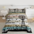 thumbnail image 2 of jejeloiu Rustic Farmhouse Windmill Full Size Comforter Sets,Old Wooden Plank Bedding Sets For Adult Reversible 3 Pieces, 2 of 8
