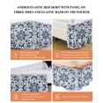 thumbnail image 6 of Blue Floral Wrap Around Bed Skirts for King Bed 16" Drop, Bed Skirt with Adjustable Elastic Belt Dust Ruffle Bed Valance for Bedroom Hotel Luxury Ethnic Boho Botanical Geometric Art Bed Frame Cover, 6 of 7