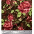 thumbnail image 1 of Soimoi Brown Cotton Duck Fabric Leaves & Rose Floral Print Sewing Fabric Yard 42 Inch Wide, 1 of 3
