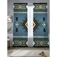 thumbnail image 2 of Southwest Ethnic Style Sheer Curtains 108 Inch Long 2 Panels, BlueTribe Retro Geometric Light Filtering Rod Pocket Semi Sheer Curtains, Sheer Voile Drapes for Living Room Bedroom, 52"x108", 2 of 5