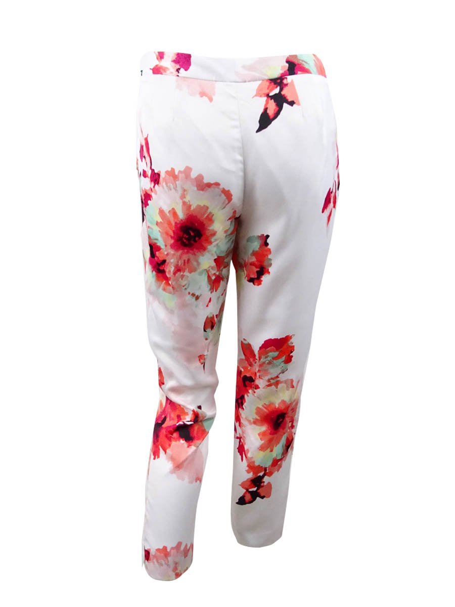 CALVIN KLEIN Womens White Floral Print Ankle Pants Petites  Size: 6 - image 2 of 2