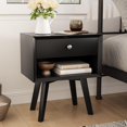 thumbnail image 4 of Algherohein Mid-Century Nightstand with 1 Drawer for Bedroom,Black,Adult, 4 of 10