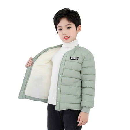 

koaiezne Kids Child Baby Boys Girls Embroidered Long Sleeve Wadded Thickening Type Winter Coats Jacket Outer Outwear Outfits Clothes Coat Boys 2t Tween Boy Coats