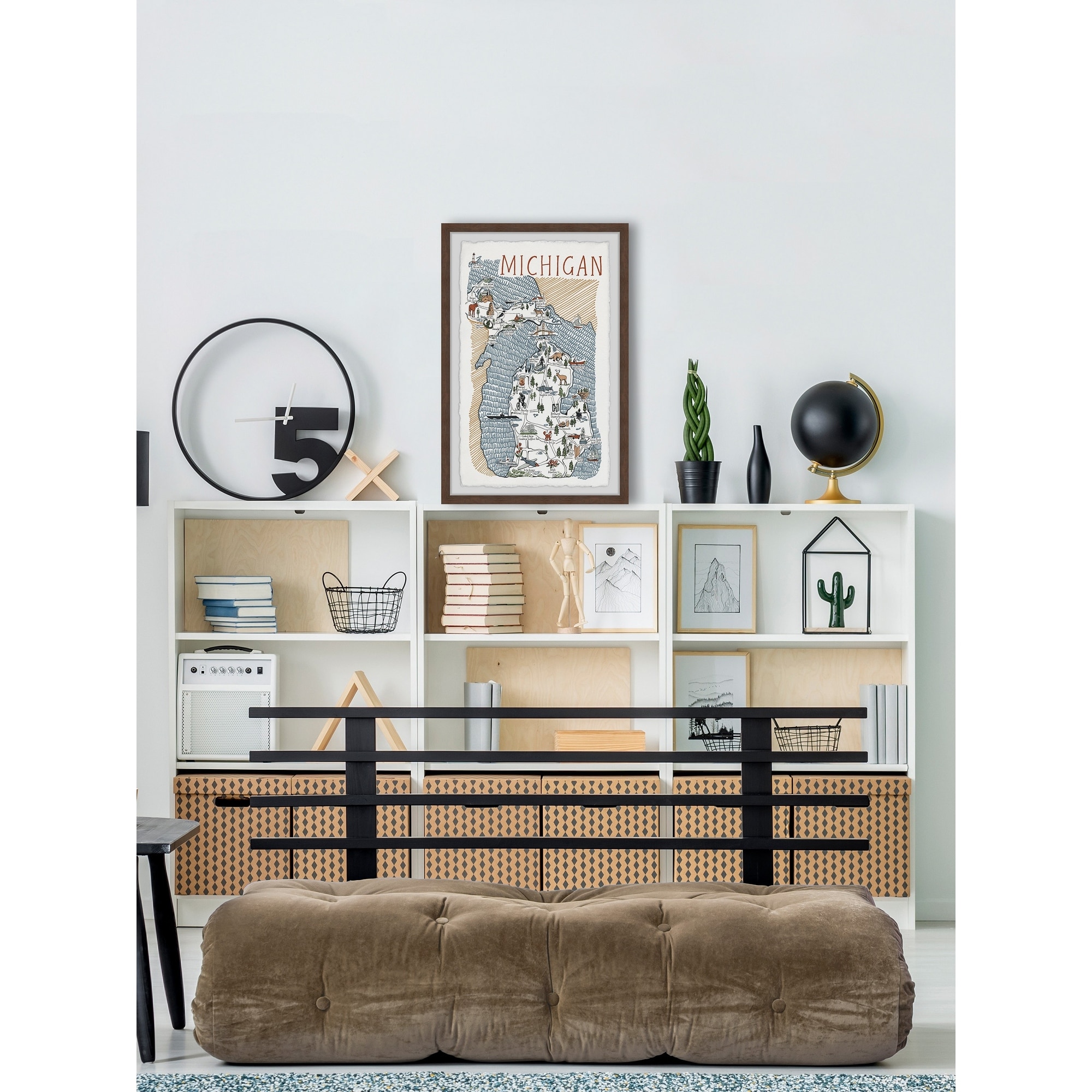 Marmont Hill Michigan Illustrated Map Framed Wall Art