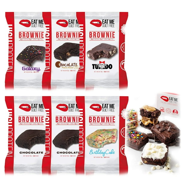 Eat Me Guilt Free Protein Brownie, Low Carb Snack or Dessert, Variety 6  Pack - Walmart.com