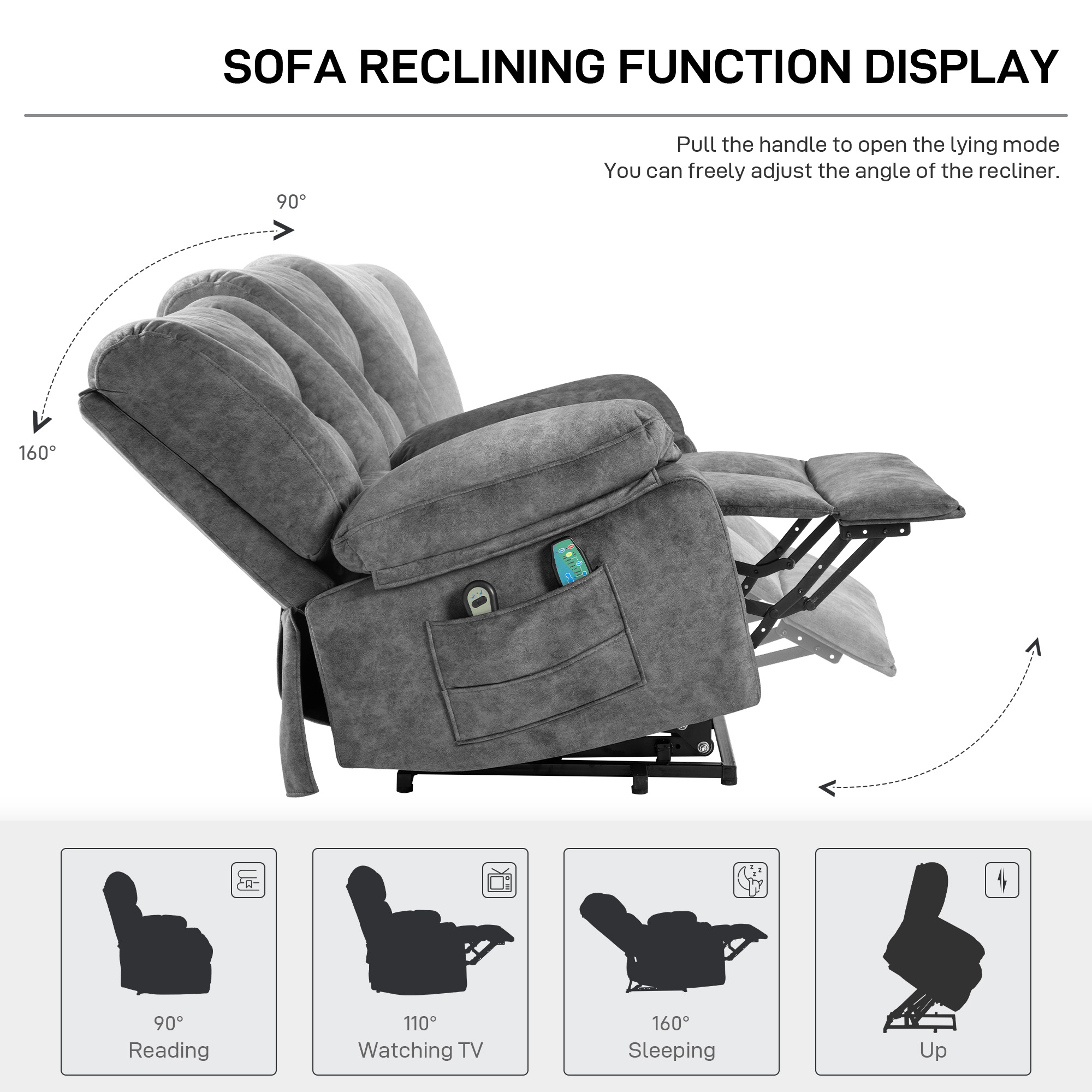Aukfa Power Lift Recliner Chair with Massage for Elderly,Velvet,Gray