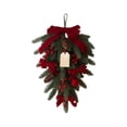 thumbnail image 2 of Christmas Poinsettia Teardrop Swag – Artificial Magnolia Leaf Hanging Door Decoration – Farmhouse Xmas Winter Wreath for Door Window Wall Home Decor, 2 of 8