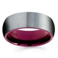thumbnail image 2 of Purple Tungsten Wedding Band 8mm Purple Tungsten Wedding Band Gray Tungsten Ring Dome Comfort Fit Ring, 2 of 2