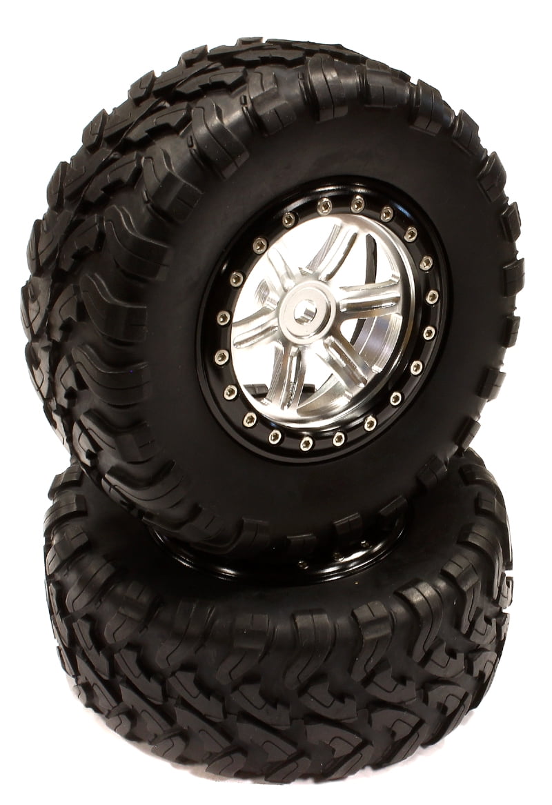 Integy RC Toy Model Hopups T8550BLACK Type I Alloy Beadlock Wheel & Tire (2) for 1/10 Slash 2WD