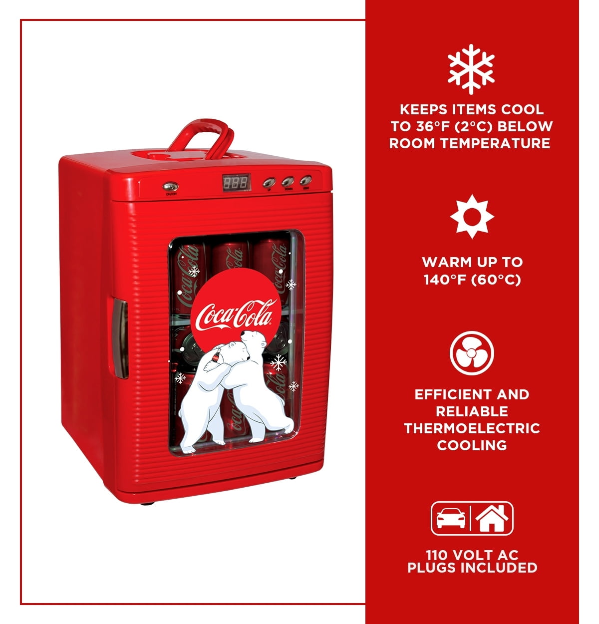 Coca-cola Polar Bear 28 Can Cooler/warmer 12v Dc 110v Ac Mini Fridge - Red  : Target