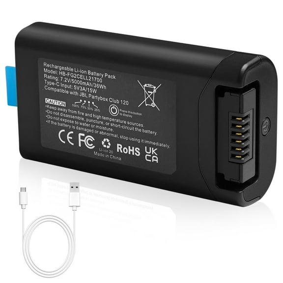 7.2V 5000mAh Battery for JBL Partybox Ciub 120 Bluetooth Speaker HB-FG2CELL2170 With Type-C Cable