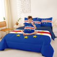 thumbnail image 4 of Manfei Cape Verde Flag 7pcs Queen Bedding,Patriotic Theme Art Bedding Comforter Set Queen,Blue Red Yellow,Navy Blue Reversible, 4 of 7