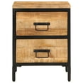 thumbnail image 3 of vidaXL Bed Cabinet with 2 Drawers 15.7"x13.8"x20.9" Solid Rough Wood Mango, 3 of 11