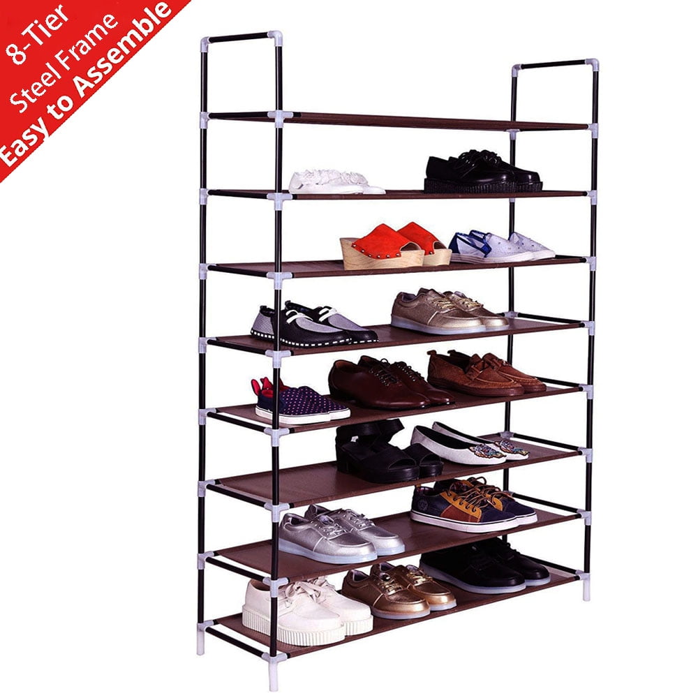 Shoe Storage Rack, 8Tier Stainless Steel Shoes Rack, 40 Pairs Nonwoven Fabric Shoe Tower