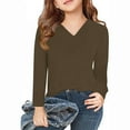 thumbnail image 2 of Spring Savings Clearance 2025! Agkizg Girls Long Sleeve Tops,Casual T-Shirts for Kids,Girls Solid V-neck Shirts Cute Crewnecks Tops Dressy Casual Blouses Clothes, 2 of 5