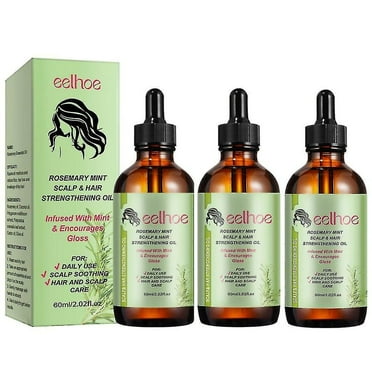 3pcs Rosemary Mint Scalp & Hair Strengthening Oil With Biotin & Essential Oils, Nourishing Treatment Split Ends And Dry Hair