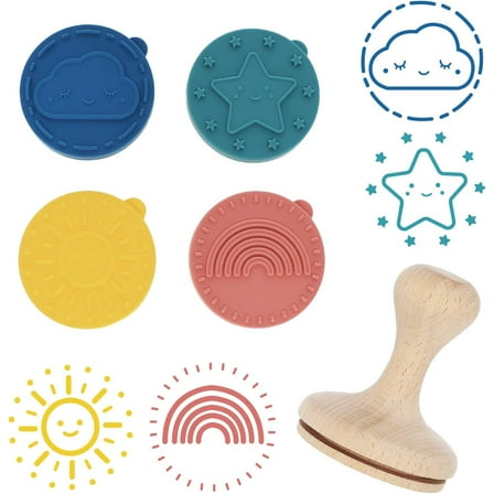 Happy Skies Rubber Stamp with Wood Handle