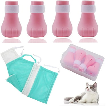 Cat Bathing Bag and 4 Pcs Cat Shoes, Adjustable Cat Grooming Bag for Bathing and Anti-Scratch Cat Booties, Anti-Bite Cat Shower Bath Bag for Bathing(Green)