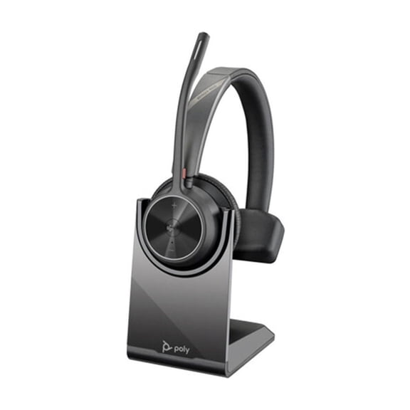 HP Poly Voyager 4310 UC Wireless Monoaural Headset with Charging Stand and USB-A Adapter, Microsoft Teams Certified