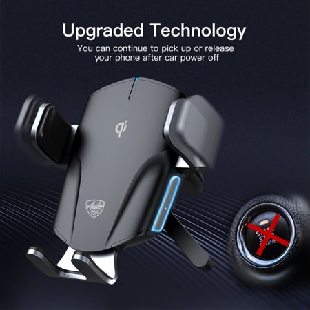 AUTO DRIVE SILVER VENT MOUNT  WIRELESS CHARGER, AUTO-CLAMPING, COMPATIBLE WITH QI-ENABLED PHONES