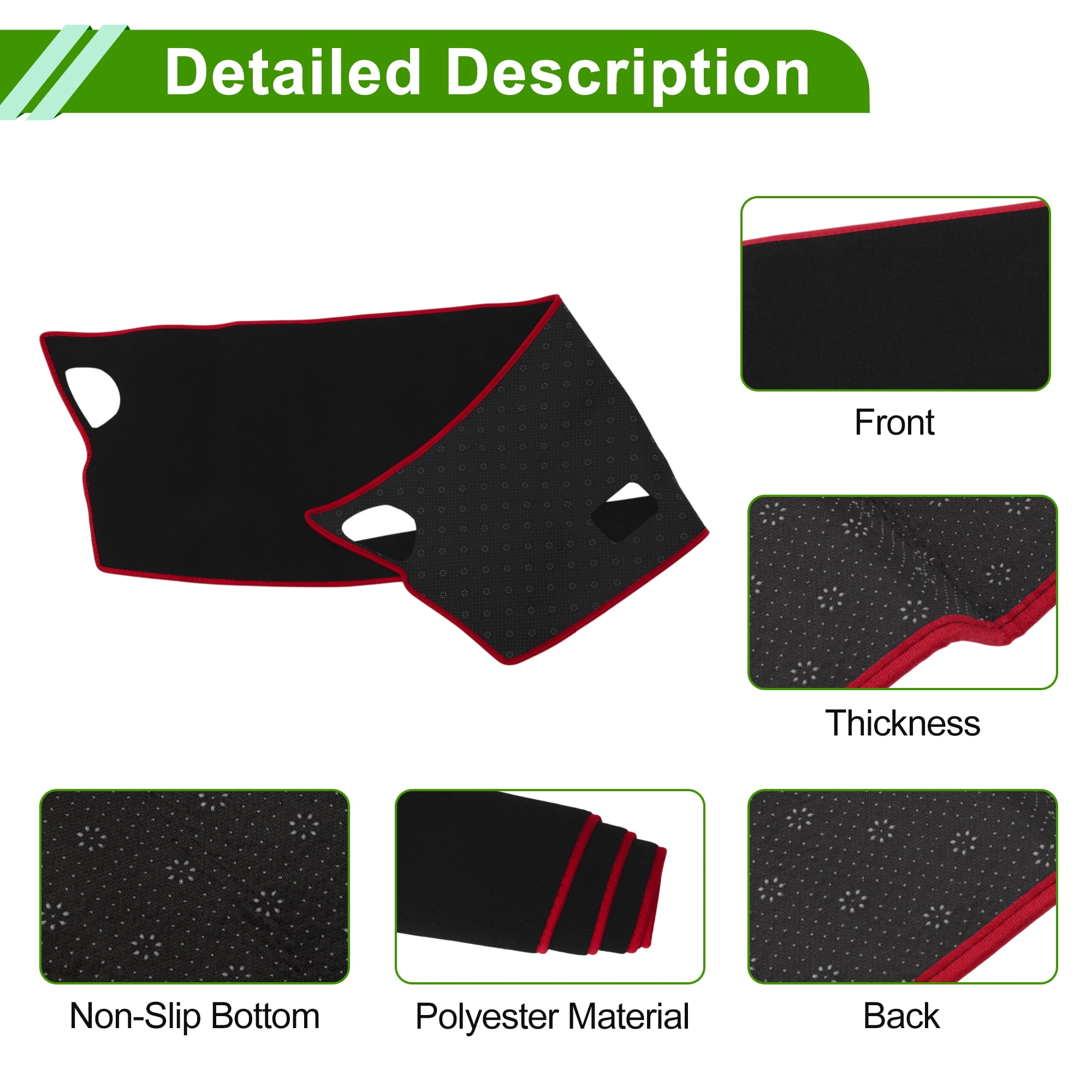Dashboard Cover for Buick Encore GX 2024-2025 Dash Cover Mat Carpet Center Console Dash Cover Mat Polyester Black Red 1 Pcs