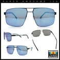 thumbnail image 2 of Mens Thin Metal Rim Spring Hinge Air Force Rectangle Officer Gentleman Sunglasses [Black - Blue Mirror], 2 of 7