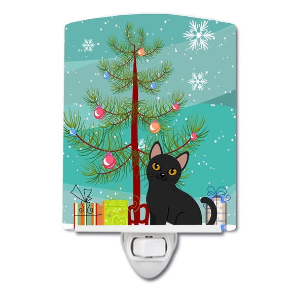 Caroline's Treasures BB4417CNL Bombay Cat Merry Christmas Tree Ceramic Night Light, 6x4x3", multicolor