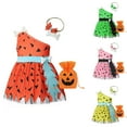 thumbnail image 3 of Mercatoo Toddler Baby Girls Caveman Halloween Dress Outfit Historical 𝗦tone Age Bone Headband Cute Pumpkin Bag Part𝐲 Set, 3 of 5