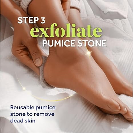 Dr. Scholl’s Pedi Perfect 4-in-1 Pedicure Kit, Foot Soak, Exfoliating Mask, Moisturizing Cream, Pumice Stone Foot File &  Callus Remover