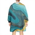 thumbnail image 2 of Blue and Gold Marble Wave Art Pattern Wearable Oversized Blanket,Wearable Blanket Hoodie for Adults,Cozy Hooded Blankets with Super Pockets,Super Warm Fuzzy Pullover for Women & Men, 2 of 6