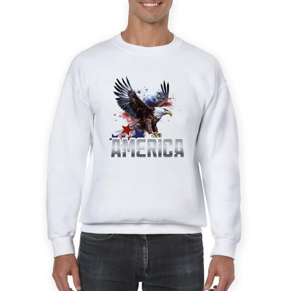 America Flying Eagle Usa Art Sweatshirt Men's -SmartPrintsInk Designs