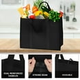 thumbnail image 4 of GASTROPOD Set of 3 Reusable Grocery Bags,Large Foldable Heavy Duty Bag,Shopping Tote Produce Bag with Reinforced Handles & Thick Plastic Support Bottom,Black Washable Storage,Utility Tote, 4 of 7
