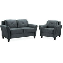 LifeStyle Solutions Harvard 2 Piece Loveseat and Accent Chair Set in Dark Gray