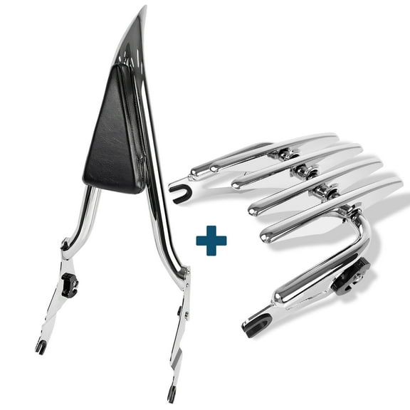 Fjpacemt Backrest Chrome Sissy Bar Luggage Rack for Motorcycle Harley Road King Electra Glide 09-24
