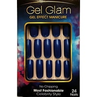 Press On Nails Product Image Kiss Gold Finger Gel Glam 24 Nails Gfc04 Blue
