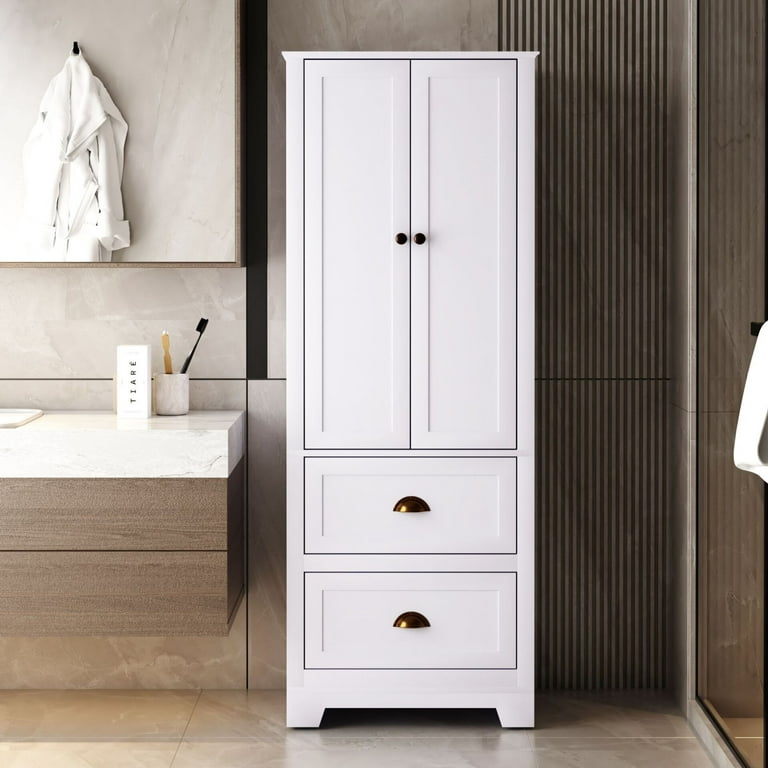Elitezip Tall Bathroom Storage Floor Cabinet for Small Spaces