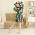 thumbnail image 3 of FORMRS Niños Bathrobe Unisex Hooded Robe Soft Plush Pajamas Sleepwear, Size 7-9T, White Flower Pattern, 3 of 7