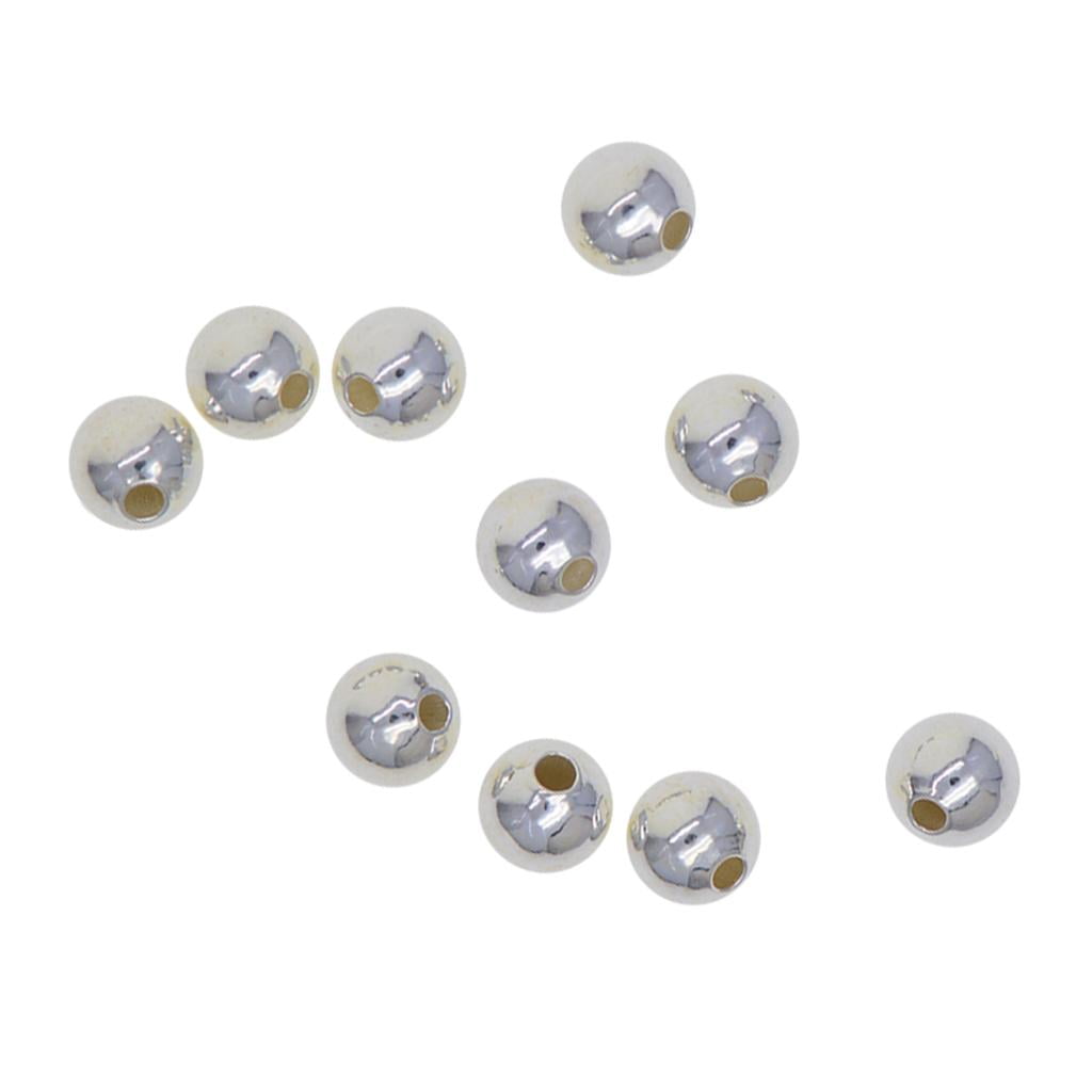 925 Sterling Smooth Round Bead Seamless Spacer Loose Bead DIY Crafts10pcs  6mm (1.2mm hole) 
