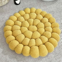 Round Cotton and Linen Seat Cushion,Fashion Solid Color Mochi Shape Cushion,Soft and Comfortable Office Chair Cushion,Computer Chair Dining Chair Cushion,Tatami Cushion 16x16 Inches Yellow