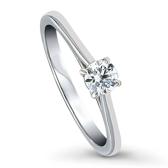 BERRICLE Sterling Silver Solitaire Wedding Engagement Promise Rings for Her, 0.35 Carat Round Cut Cubic Zirconia CZ Ring Size 6