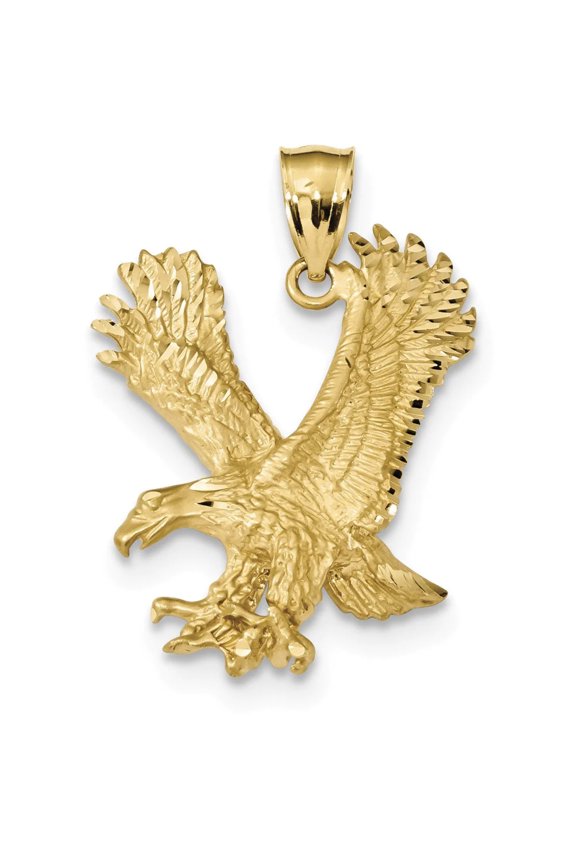 14k Satin Diamond-cut Eagle Pendant K6001