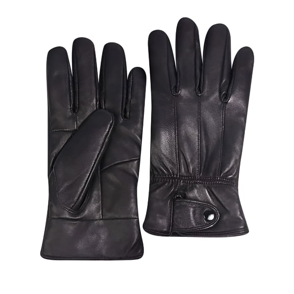 TELOLY Men'S Winter Black Leather Gloves for Driving and Dress - Real Sheepskin with Fleece Lining for Warmth Mens Leather Gloves Winter