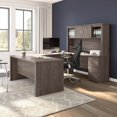 thumbnail image 3 of Bestar Logan 65W U Shaped Desk with Hutch in medium gray maple, 3 of 4