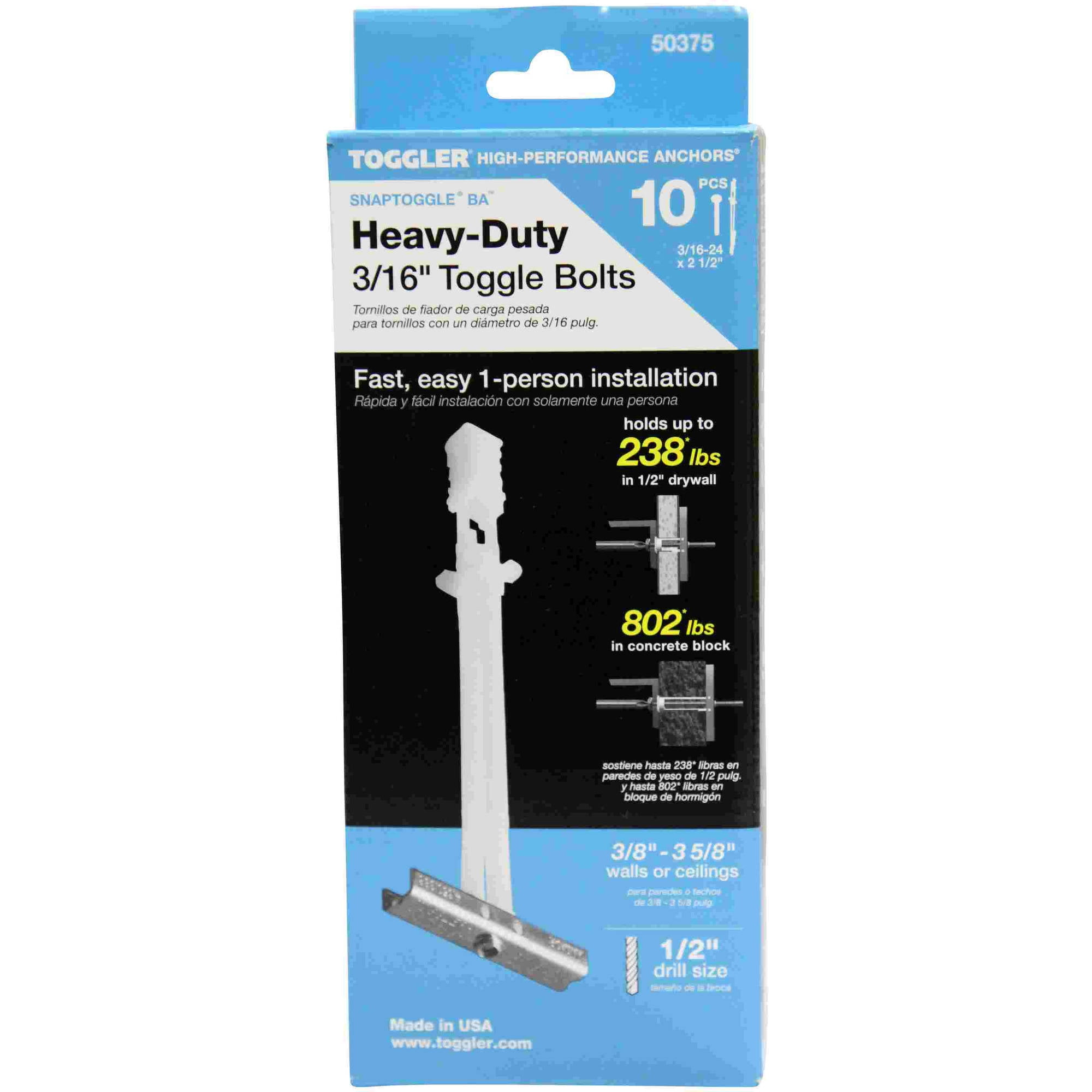 3/1624 Toggler SNAPTOGGLE Heavy Duty Long Toggle Bolt Zinc Plated BAL