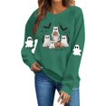 thumbnail image 2 of Meichang Halloween Crew Neck Sweatshirt Women Ghost Graphic Sweatshirts Oversized Long Sleeve Pullover Holiday Party Sweatshirt, 2 of 5