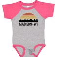 thumbnail image 3 of Inktastic Madison Wisconsin Skyline Retro Sunset Boys or Girls Baby Bodysuit, 3 of 5