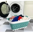 thumbnail image 4 of 42L (11 gallon) Collapsible Plastic Laundry Basket - Foldable Pop Up Storage Container/Organizer - Space Saving Hamper/Basket (1, White/Celadon Green), 4 of 14