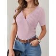 thumbnail image 4 of ANRABESS Womens Tops Short Sleeve V Neck Sexy Ribbed Knit Slim Fit Lightweight Sweater 2026 Summer Dressy Casual T-Shirts Large, 4 of 7