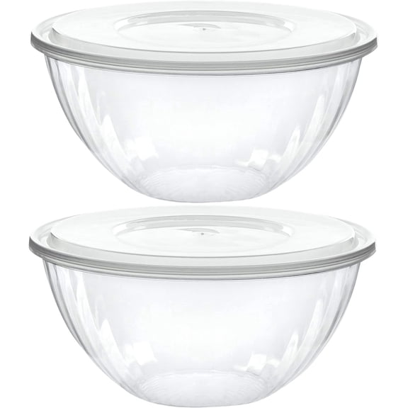 PLASTICPRO Plastic Bowls with Lids 48 oz Disposable Containers with Lids, 2 Pack